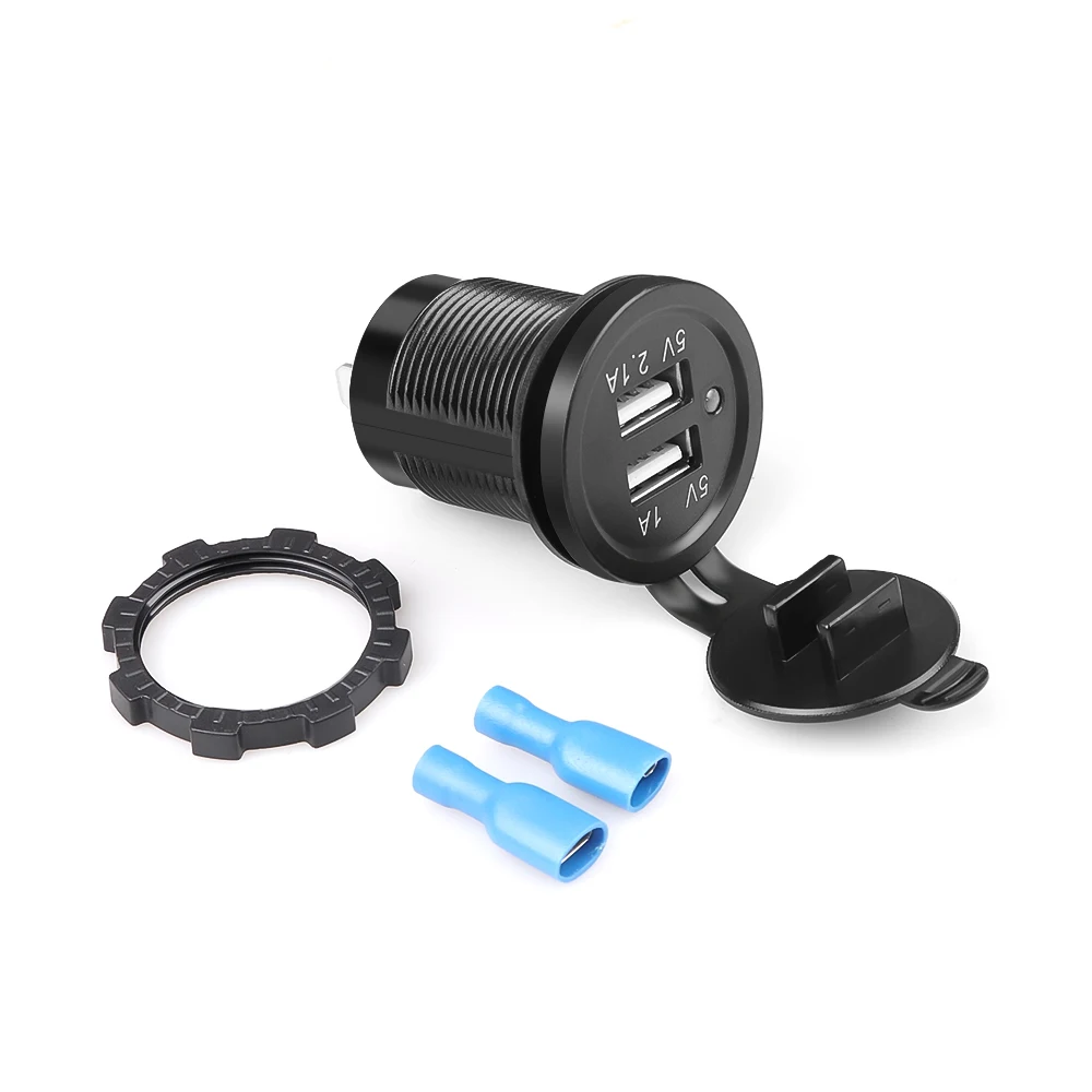 KEBID Đôi 12V Cổng USB Sạc Xe Hơi Ổ Cắm Cắm Thuốc Lá Điếu Ổ Cắm Cho Tự Động Thuyền Chống Nước Điện Thoại Di Động Sạc bộ Chuyển Đổi