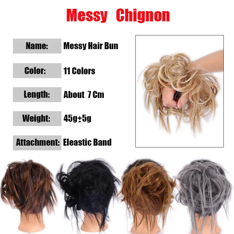 LUPU Tổng Hợp Chignon Lộn Xộn Scrunchies Thun Búi Tóc Thẳng Updo Bộ Tóc Giả Cao Nhiệt Độ Sợi Tự Nhiên Giả Tóc