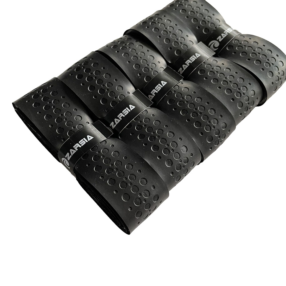 ZARSIA-หนัง PU ไม้เทนนิส REPLACEMENT Grip,หนังสีดําหนา,4 ชิ้น