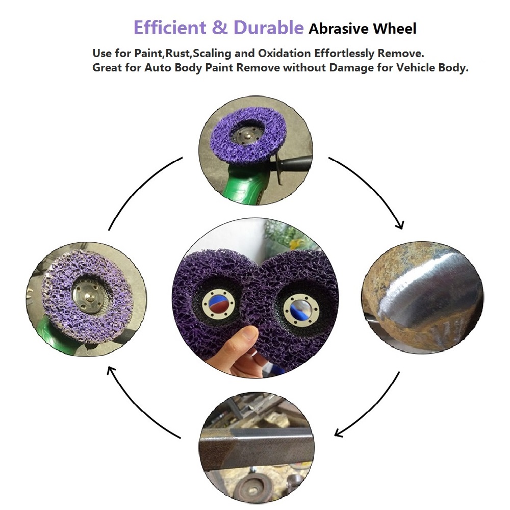 1pc 125mm Grinding Disc Rust Paint Remover Clean Poly Strip Disc Wheel Abrasive Tool for Motorcycles Durable Angle Grinder Car