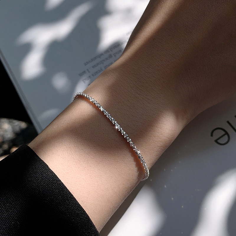 Nueva pulsera de plata de ley 925, pulsera brillante de 1,5mm para tu mujer, regalo de joyería de agua