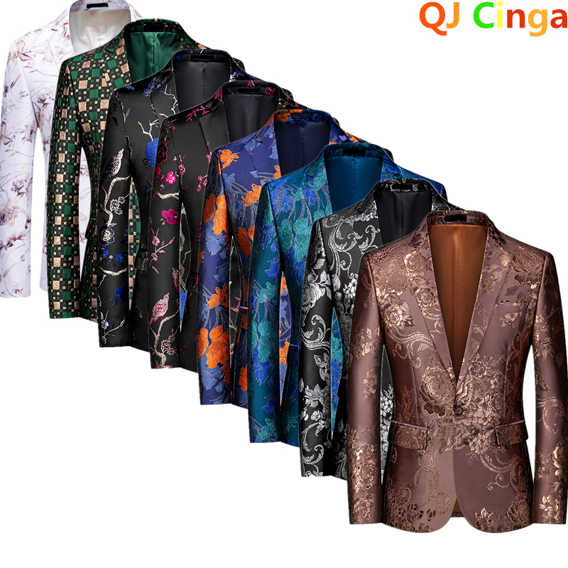 Jaqueta de terno masculino de marcas QJ CINGA, casaco de vestido de negócios de casamento, blazer fino, novo traje, tamanho grande, M-5XL, 6XL