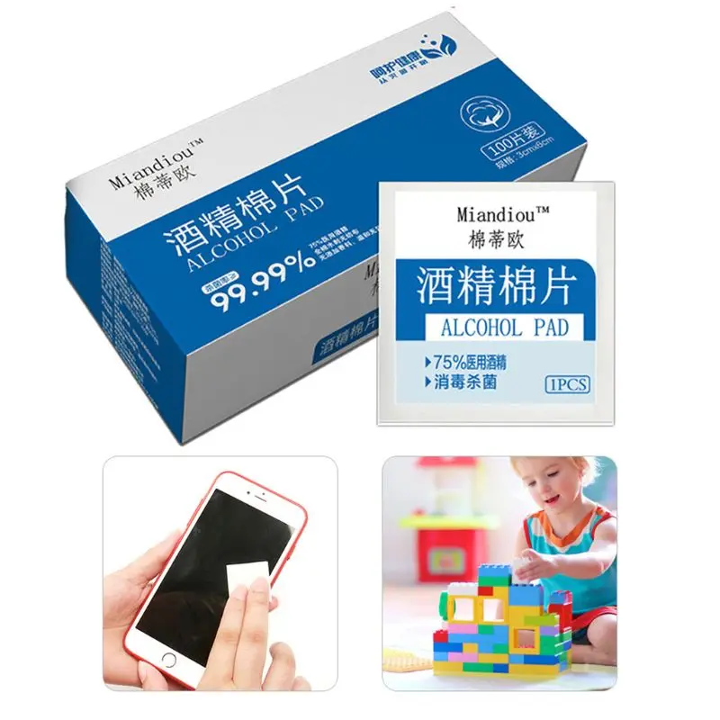 100 Chiếc Động 75% Rượu Miếng Lót Diệt Khuẩn Làm Sạch Diệt Khuẩn Khăn Lau Ướt