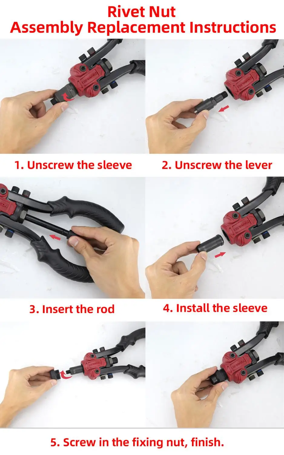 HIFESON 619 3 Trong 1 Đa Chức Năng Hướng Dẫn Sử Dụng Ram Súng Đinh Tán Hạt Súng Đinh Tán Súng Reaming Súng 90 Chiếc M3-M10 Hạt 50 Chiếc Đinh Tán Bộ