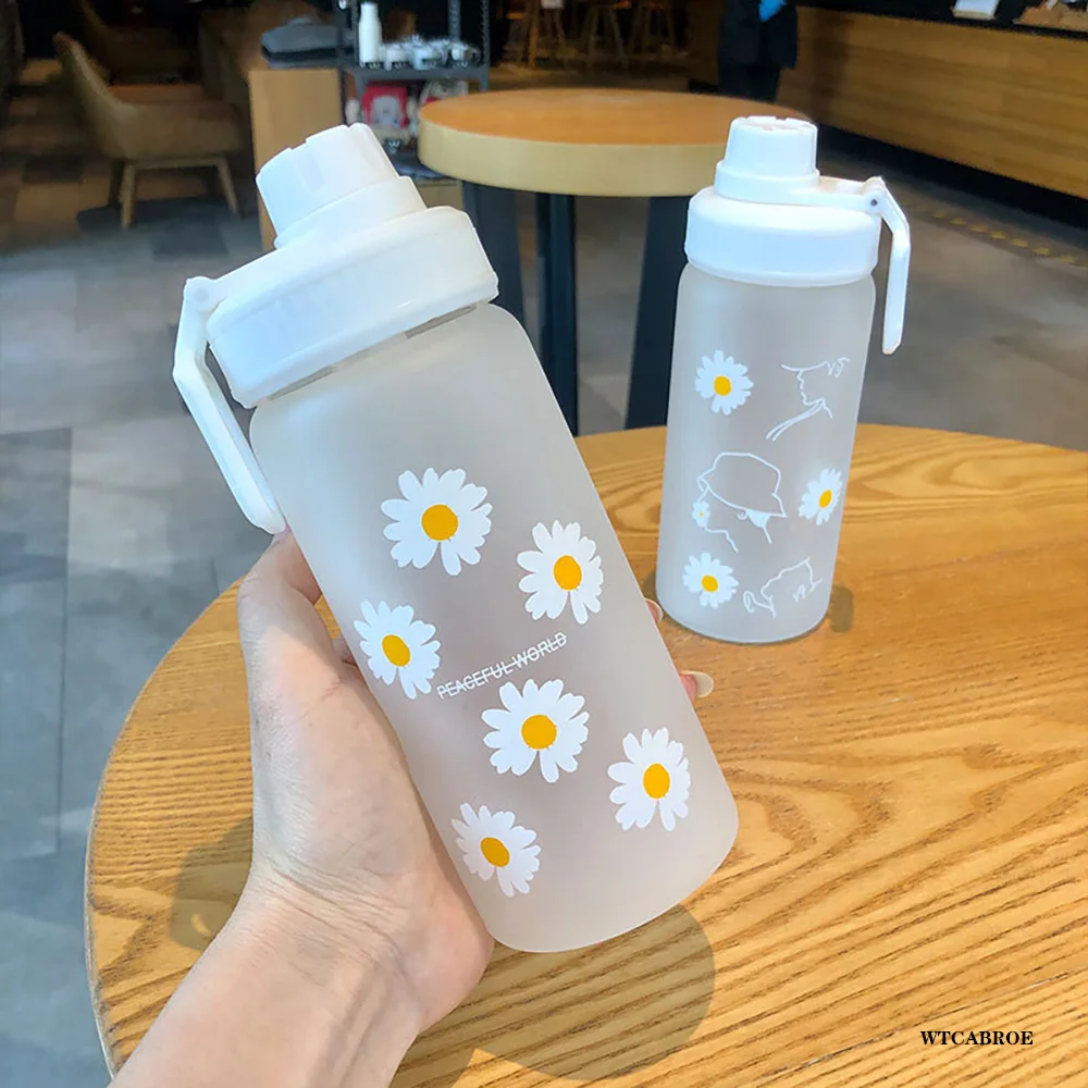 Botol air transparan 506ml, botol air saya mode buram dengan sedotan bebas Bpa, botol air transparan dapat digunakan kembali untuk Olahraga