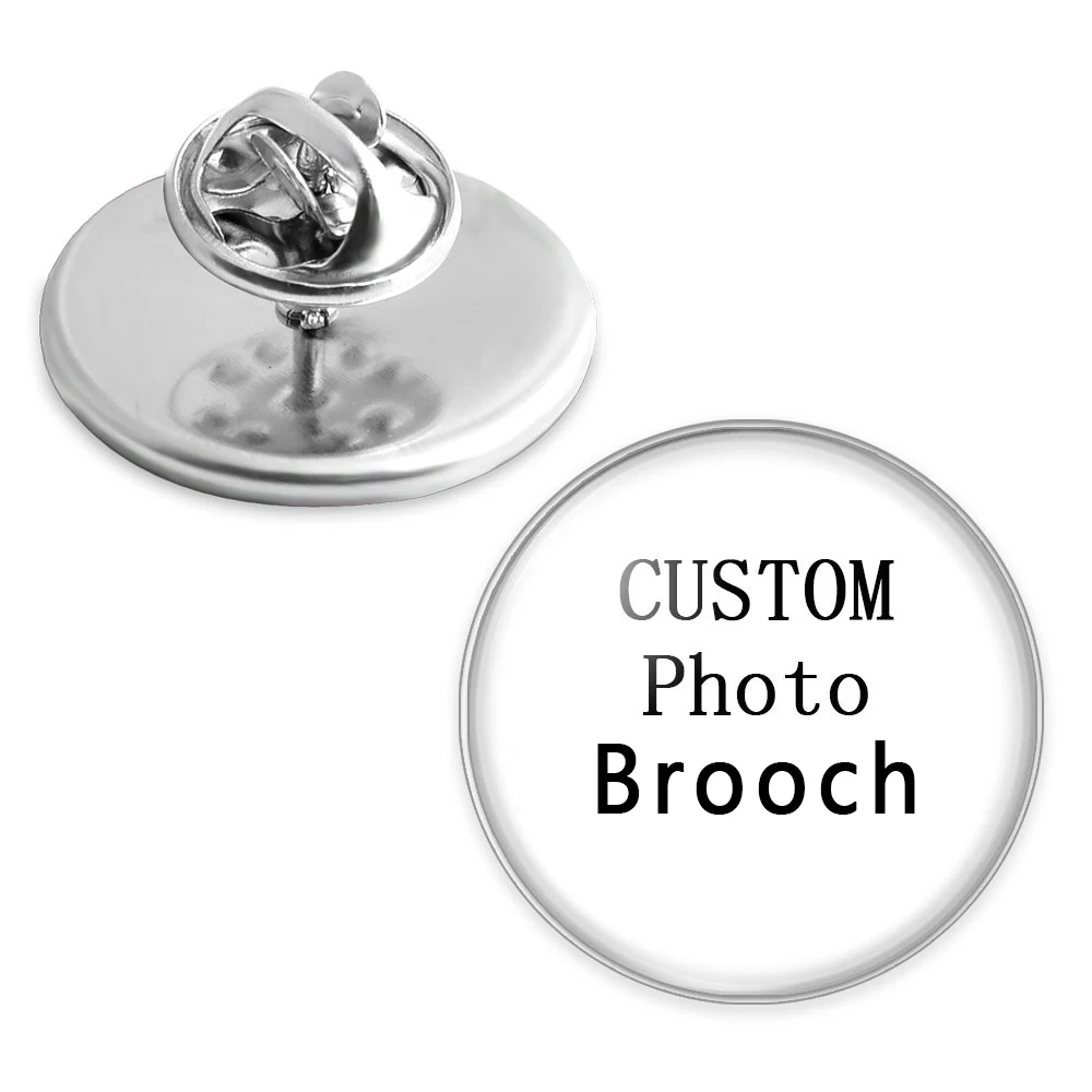 Personalisiertes Foto Benutzerdefinierte Bilder Broschen Männer Frauen Glas Cabochon Edelstahl Rucksack Revers Knopf Abzeichen Brosche Geschenk