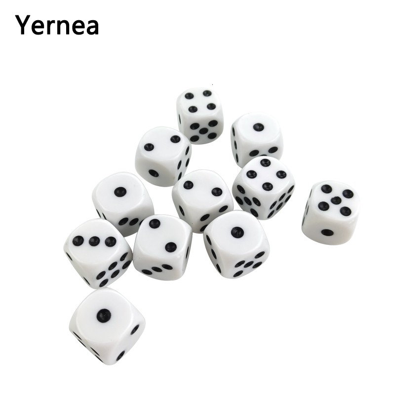 Mới 50/100/200 Viên/Nhiều 16Mm Xúc Xắc Bộ Trắng Đen Điểm Uống Xúc Xắc Acrylic Trắng Góc Tròn d6 Điểm Xúc Xắc Câu Lạc Bộ Đảng