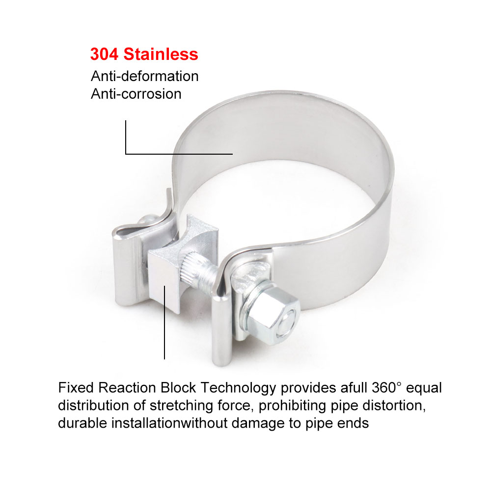 2.0 "2.25" 2.5" 2.75" 3.0" 304 ステンレス鋼 Accuseal クランプバットジョイントナローバンド排気シールクランプ排気スリーブ