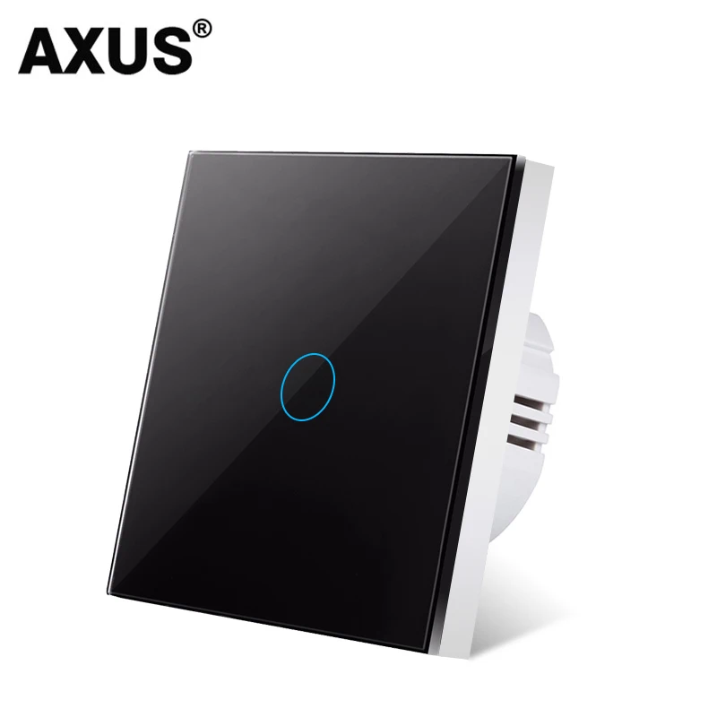 AXUS Europeo AC100-240V Temperato Nero Bianco Cristallo Interruttore tattile Pannello Sensore di luce da parete Pulsante 1/2/3 Gang 10A Interrupt