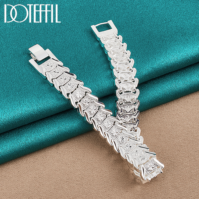 DOTEFFIL-pulsera ancha de Plata de Ley 925, cadena para mujer y hombre, joyería de moda para fiesta de compromiso y boda