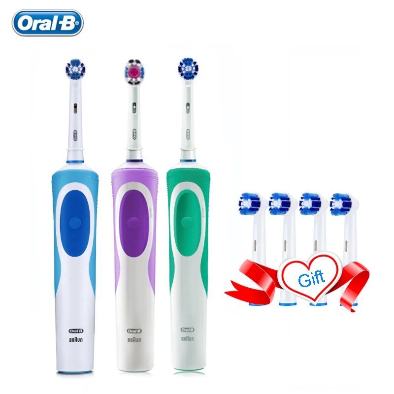 Oral B Vitality Cepillo de dientes eléctrico Limpio de precisión Temporizador de 2 minutos Cepillo de dientes recargable con 4 cabezales de cepillo de repuesto de regalo Oralb