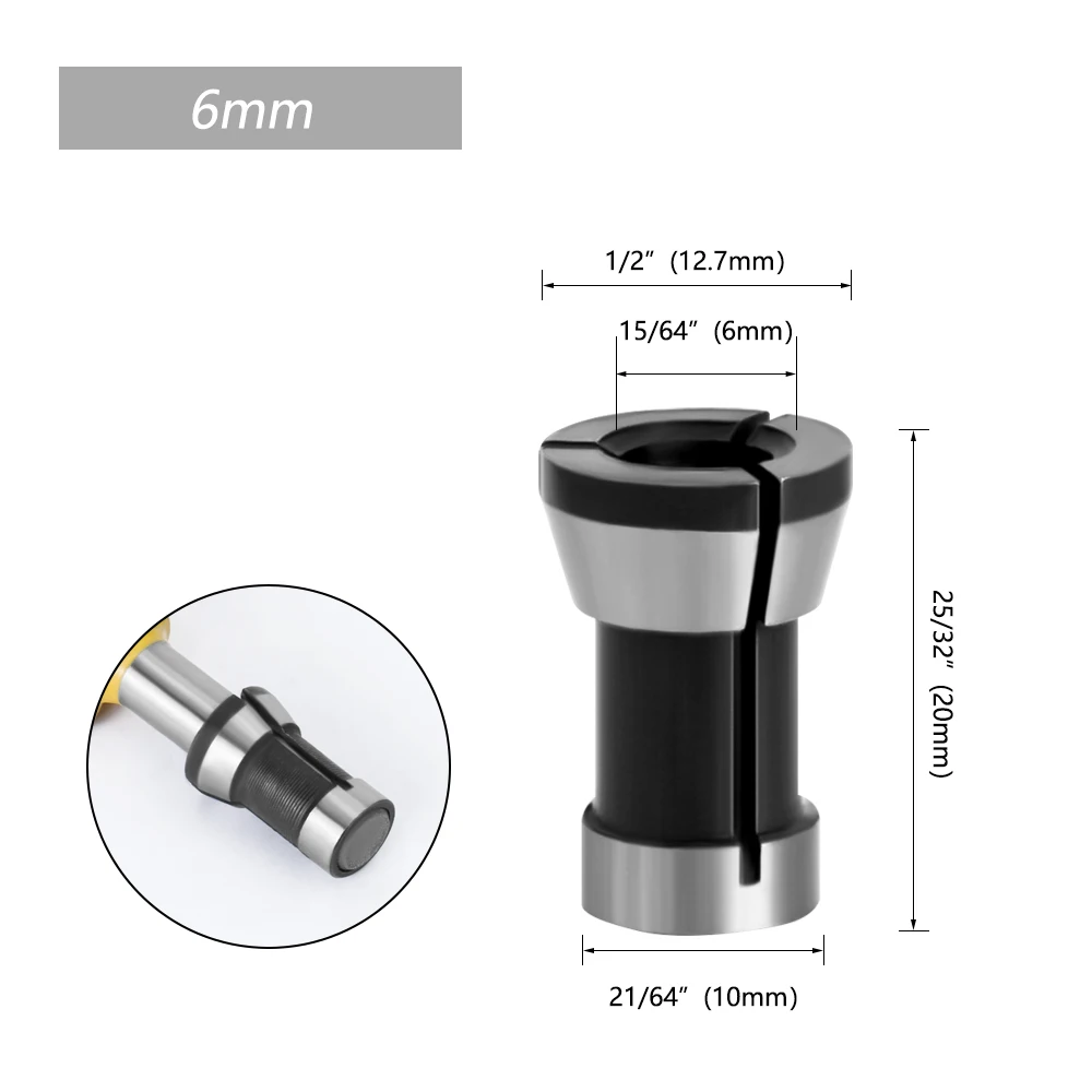 LAVIE 1 PC 3PCS ชุด Collets 6.35 มม.8 มม.6 มม.COLLET Chuck แกะสลักเครื่องตัดไฟฟ้า Router เครื่องตัดอุปกรณ์เสริม