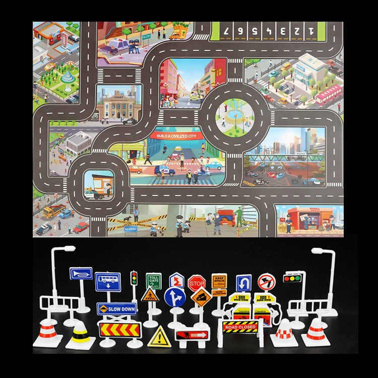 Tapete de jogo do bebê cidade tráfego estrada mapa tapete cidade estacionamento do carro roadmap sinais de trânsito bebê escalada jogando tapete jogo