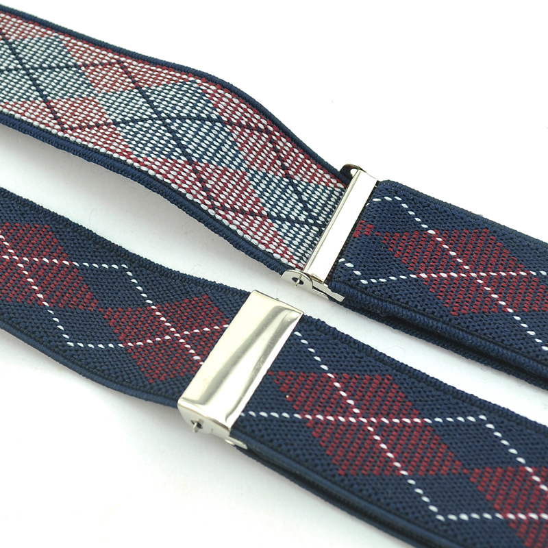 ผู้ชายผู้หญิงUnisex Clip-On Suspenders Elastic Slim Suspender 2.5 ซม.กว้าง 3 แฟชั่นเย็บปักถักร้อยลายสก๊อต/ตรวจสอบการออกแบบผสมจัดฟันสายคล้อง