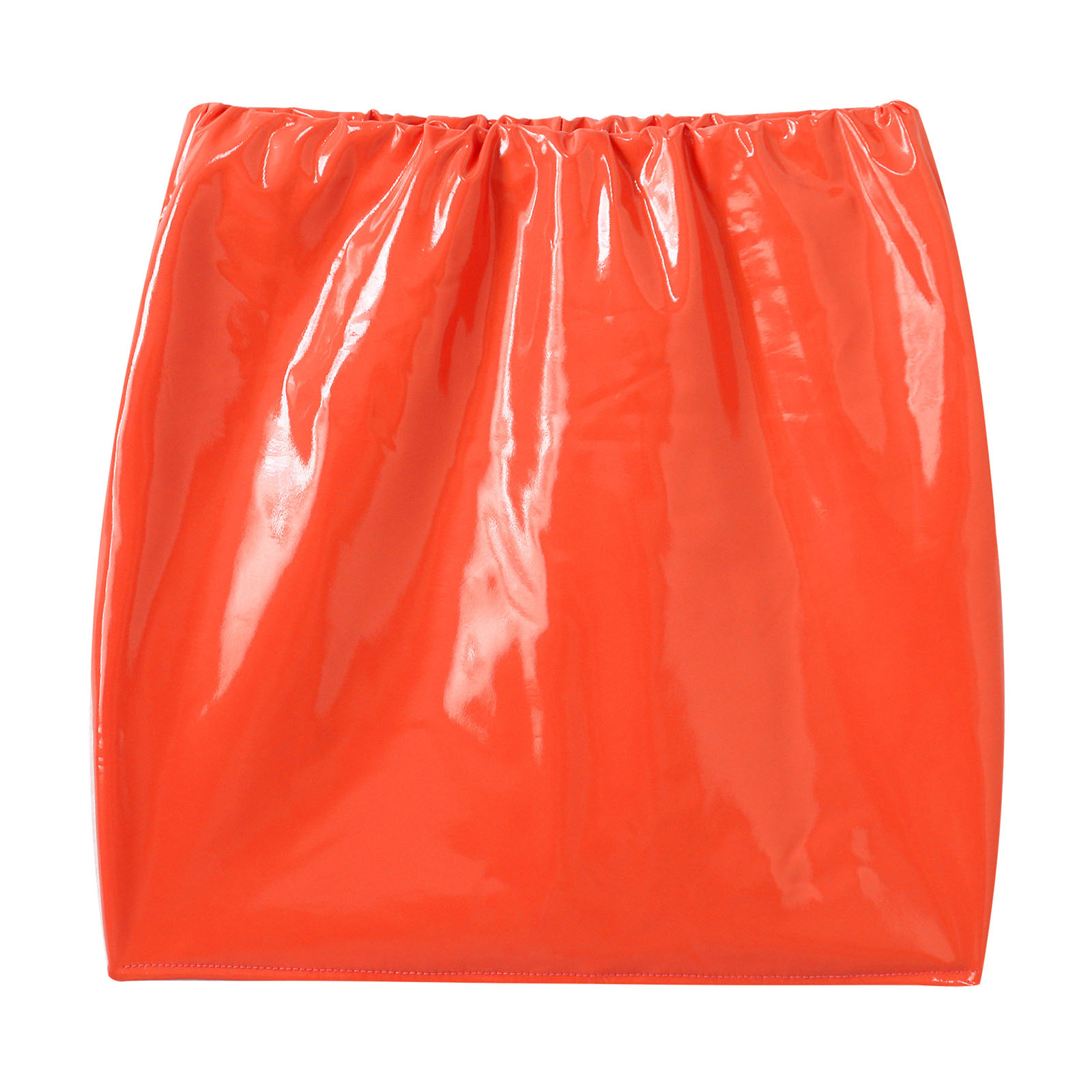 สตรี Femme สิทธิบัตรหนังกระโปรงสั้นสีทึบเอวยางยืด Bodycon กระโปรงดินสอเทศกาลดนตรี Rave Clubwear