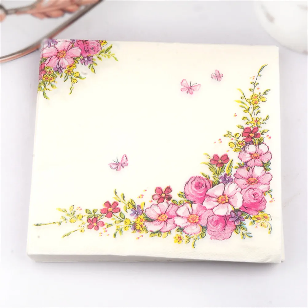 20 pz/pacco fiori rosa Design di bellezza tovaglioli di carta caffè e articoli per la tavola tovaglioli di carta Decoupage decorazione carta 33cm * 33cm