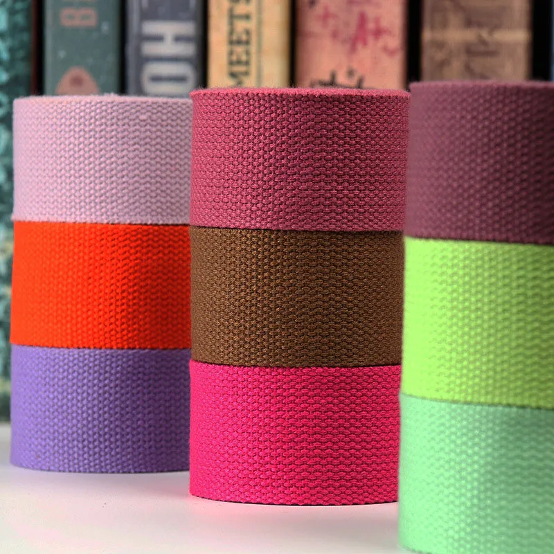 ใหม่ 5 เมตร 32 มม.ผ้าใบริบบิ้นเข็มขัดผ้าฝ้าย Webbing ผ้าใบ Webbing กระเป๋าเป้สะพายหลังสายรัดเย็บกระเป๋าเข็มขัดอุปกรณ์เสริม