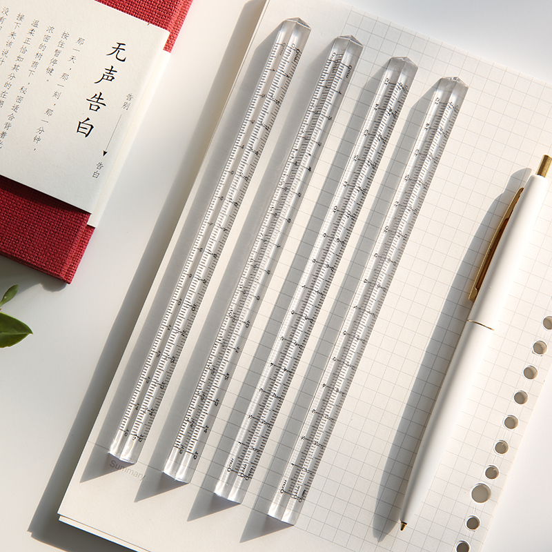 Mohamm 1PC Transparent Triangle Ruler Stationery School Supplies