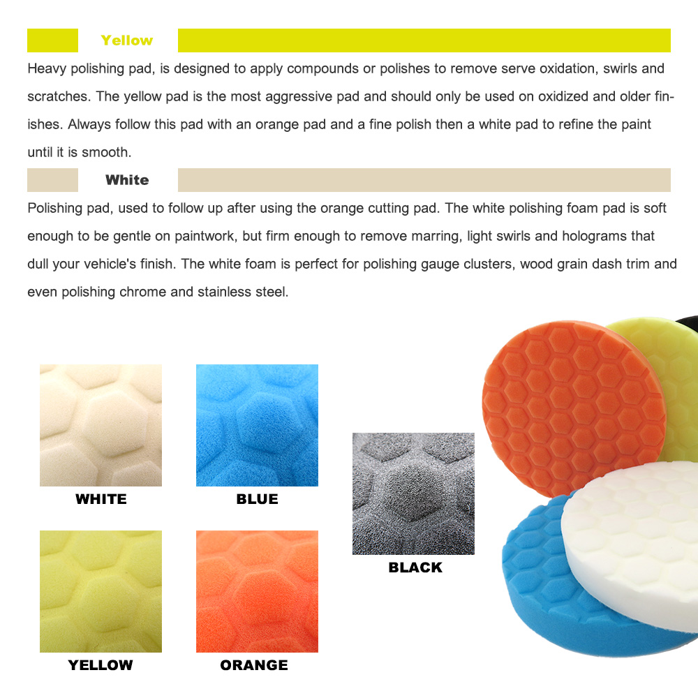 5 pezzi / set tampone per lucidatura per ceratura per auto disco per lucidatura 3/4/5 / pollici strumenti di riparazione per la cura automatica tamponi per cera per dettagli auto composto tampone
