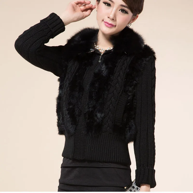 Manteau en fourrure de lapin à capuche à manches longues pour femmes, veste à col en fourrure de renard véritable, vêtements d'extérieur chauds, mode printemps