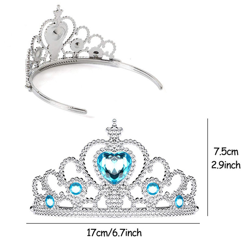 Elsa Princess อุปกรณ์เสริมถุงมือ Wand Crown ชุดเครื่องประดับ Elsa วิกผมสร้อยคอ Braid สําหรับชุดเจ้าหญิงเสื้อผ้า COSPLAY Dress UP