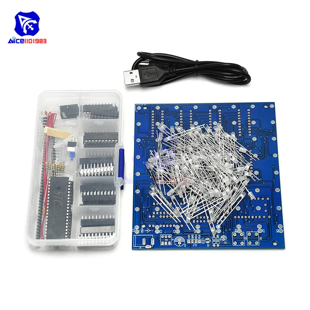 Diymore 4 Colori Disponibili 8x8x8 3D LED Cubo Luce Kit FAI DA TE LED Quadrato per Giocattolo Elettronico Vestito di Apprendimento Rosso Blu Verde Giallo LED