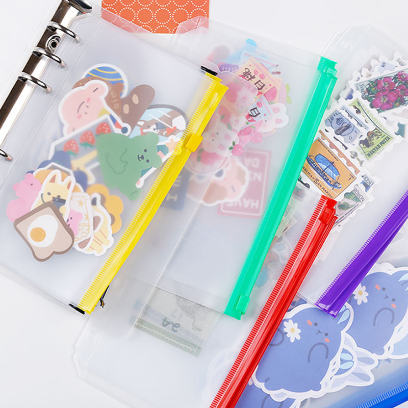 Carpeta con cremallera A 5A6 A7 B5 A4, carpetas para cuaderno de 6 anillas, bolsas transparentes para archivar documentos de hojas sueltas
