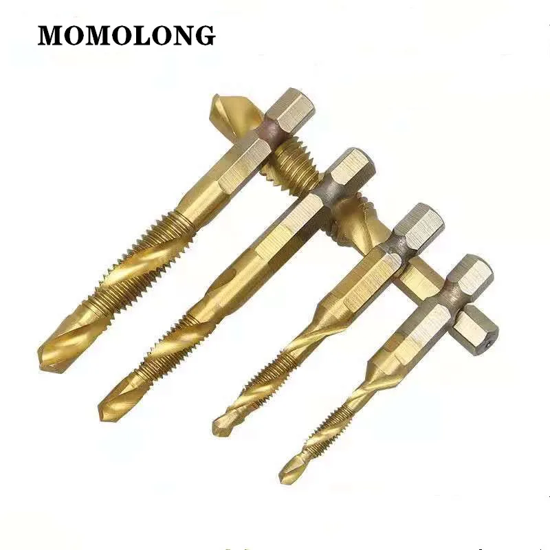 M3 M4 M5 M6 M8 M10 Tập Khoan 1/4 Chuôi Lục Giác Máy Tay Vòi Phủ Titan HSS Khoan Tập bit Ren Vít Dụng Cụ