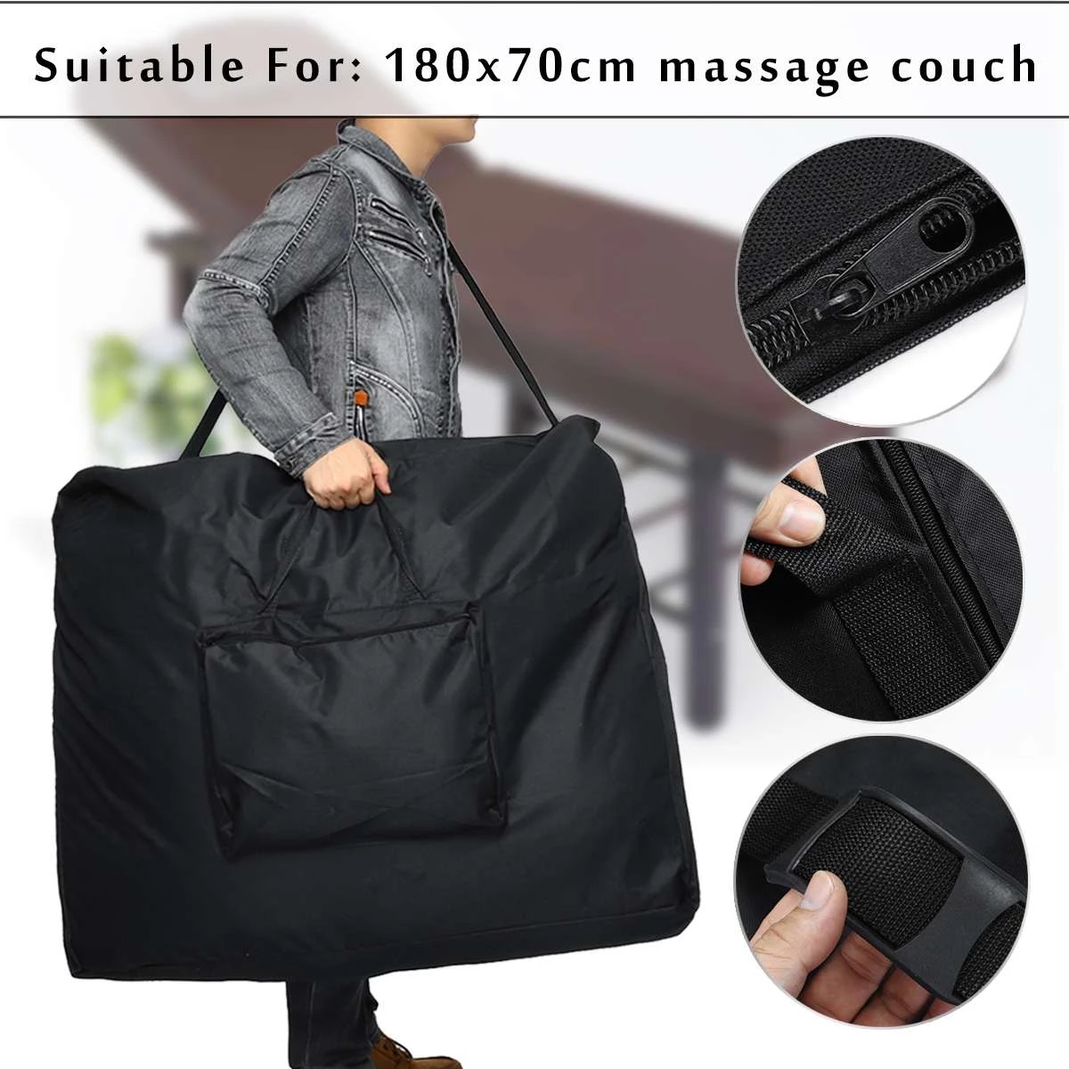 Foldable Carrying Bag for Massage Table Bed Sturdy Oxford Cloth Waterproof Storage Backpack for 180x70cm Beauty Bed Thicken Stor