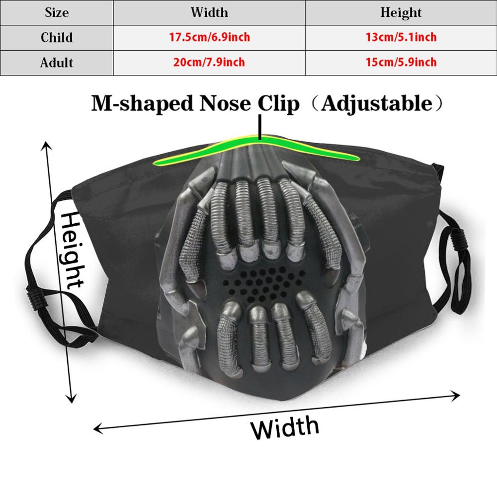 Mascarilla facial antipolvo, lavable, Bane, Dark Knight Rises Comics