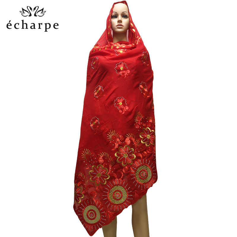 Lenço hijab feminino africano, lenço bordado de algodão oco, xale confortável e macio, 210*110 cm ec188