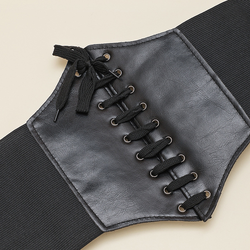 Cinturón ancho Ultra Plus para mujer, corsé elástico de cuero con lazo frontal, cinturón de cintura de imitación, vestido que combina con todo, decoración de ropa para niña