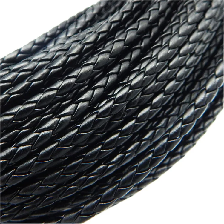 Cordón de cuero trenzado de 5m, 3/4/6mm, hilo de tira para colgante DIY, pulsera tejida para cuello, suministros para fabricación de joyas, accesorios para manualidades