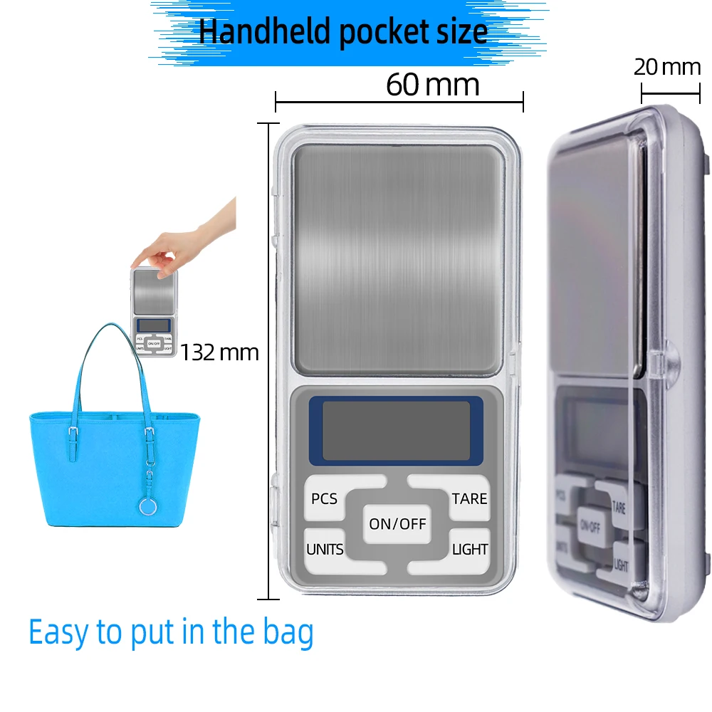 500g 0.01g Digitale Sieraden Schaal Diamant Mini Elektronische Balans LCD Display Keuken Wegen met Achtergrondverlichting 1000g 0.1g