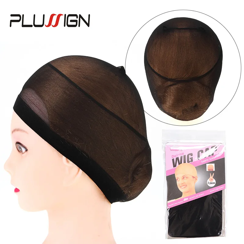 Plussign Mới Thả Mũ Đội Tóc Giả 2 Chiếc Giá Rẻ Lưới Trùm Tóc Cho Tóc Giả Balo Nắp Màu Be Nâu Nylon Thả Nuôi Tóc Giả nón Co Giãn Tóc Nắp