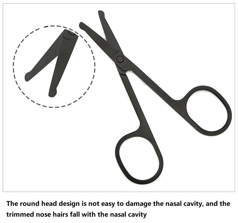 กรรไกรตัดผมจมูกมินิสแตนเลสรอบหัวความงามTrimmerจมูกผมTrimmerแบบพกพาErgonomicsเครื่องตัดผมจมูก