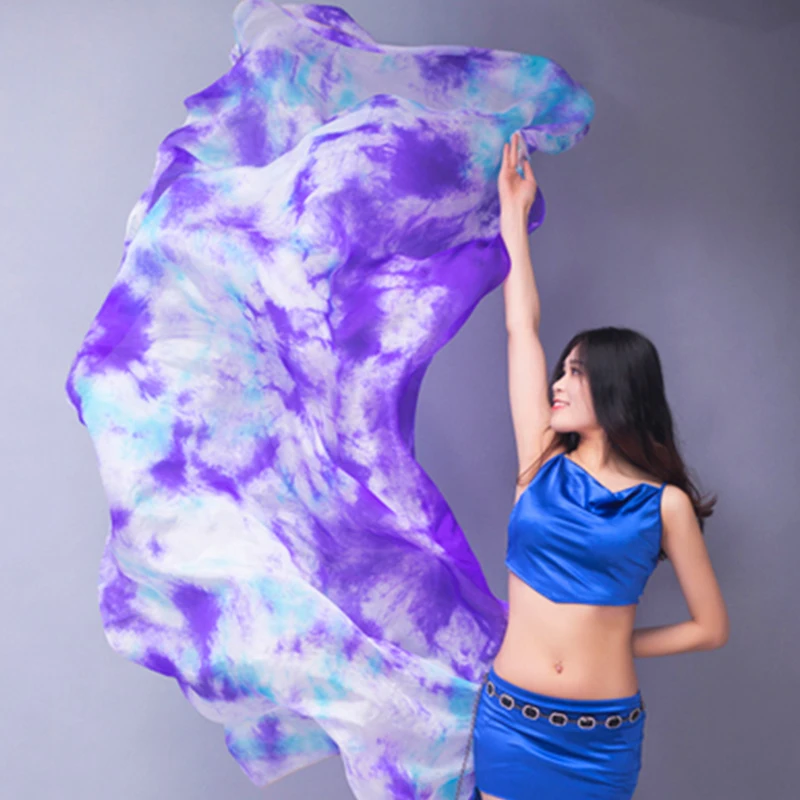 Múa Bụng Khăn Choàng Lụa Mạng Che Mặt Múa Bụng Che Khăn Choàng Nữ Nhẹ Tay Ném Khăn Quàng Khăn Choàng Gradient Lụa Vân Vũ Hiệu Suất