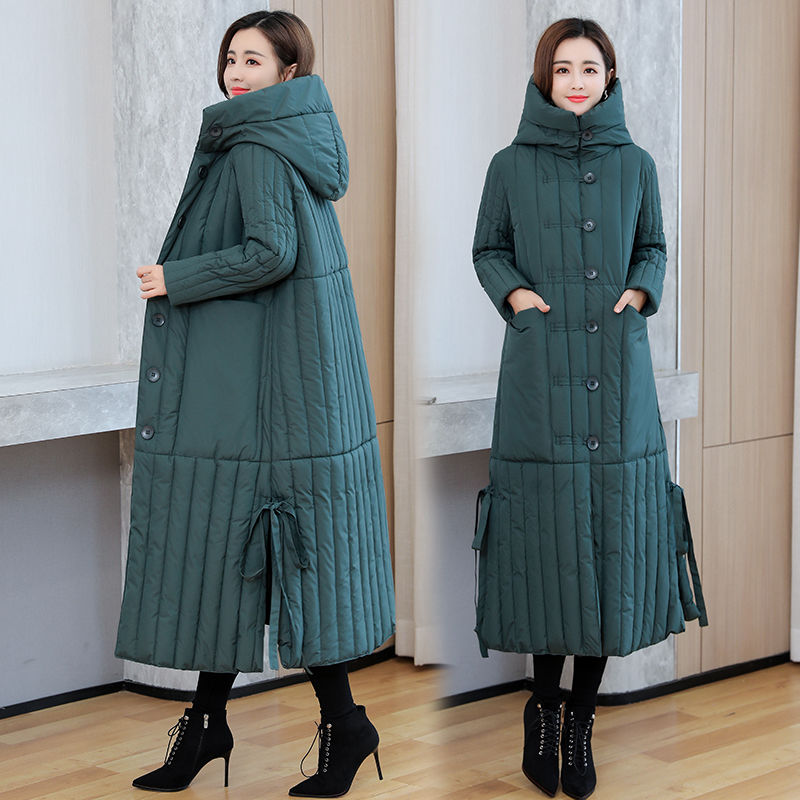 Inverno 2024 novo coreano solto jaqueta feminina para baixo algodão longo casaco com capuz engrossar parkas feminino solto à prova de vento casaco quente