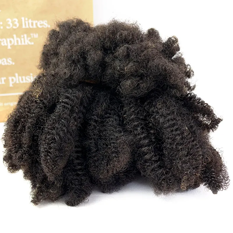 Afro Kinky Curly ล็อคต่อผม Microlocs มนุษย์ Braiding ผมผมสําหรับ Braiding Double Drawn กล่องโครเชต์ Braids 4C