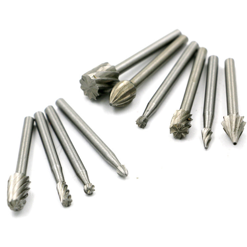 Bộ 10 Bộ HSS Titanium Cho Dremel Định Tuyến Quay Xay Quay Tập Tin Cắt Khắc Gỗ Chạm Khắc Dao Dụng Cụ Cắt Phụ Kiện