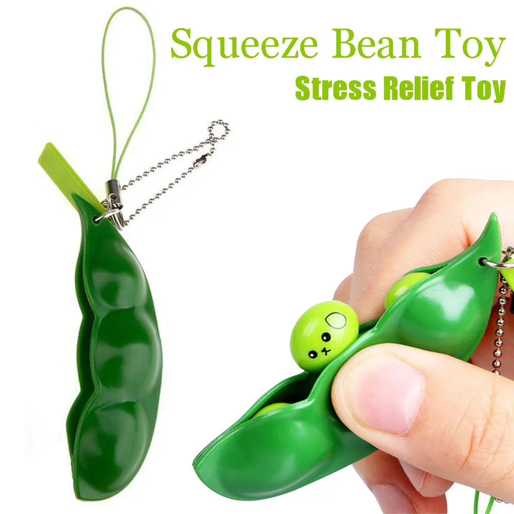 5pcs Fidget ของเล่นแพ็ค Portachiavi Decompression Edamame ของเล่น Squishy บีบถั่วถั่วพวงกุญแจน่ารักความเครียดผู้ใหญ่ของเล่น Key CHAIN