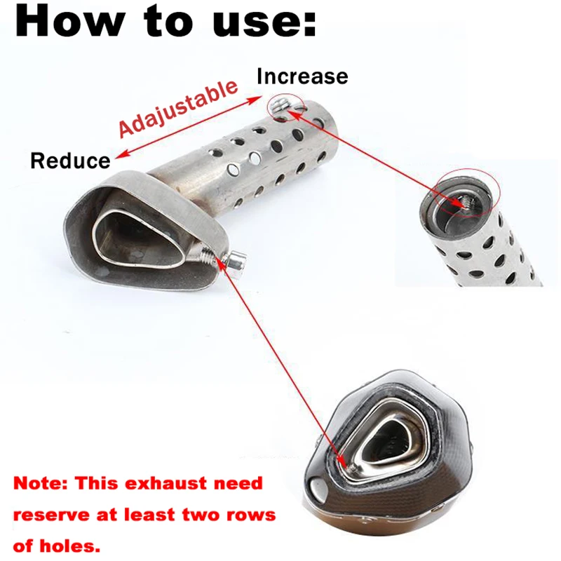 Silenciador de Escape de motocicleta de 57mm x 40mm, silenciador ajustable DB Killer, Reduce el ruido, eliminador de sonido para Akrapovic