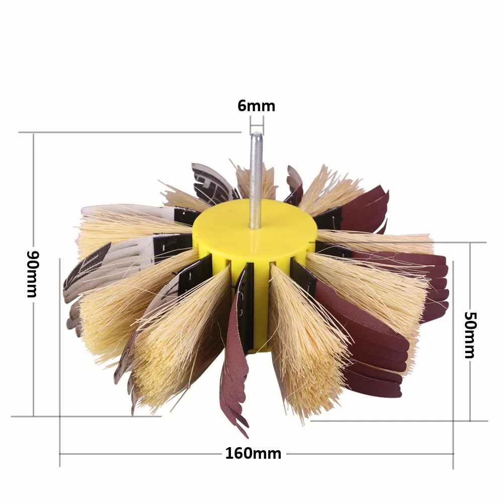 Ruota per lucidatura in sisal e tessuto smeriglio per trapano elettrico da 6 mm Ruota per levigatura con setole per levigatura di metalli con primer in legno