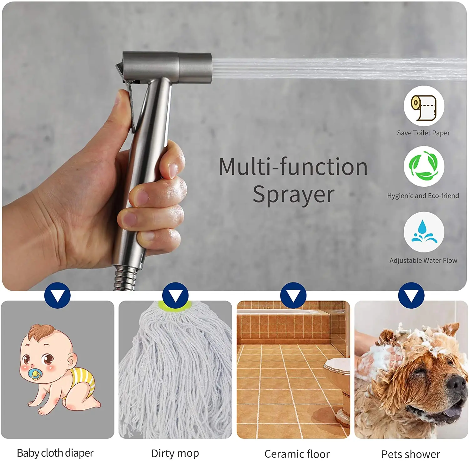 Handheld WC Bidet Sprayer Set Kit Edelstahl Hand Bidet Wasserhahn für Bad Hands prüher Dusch kopf selbst reinigend