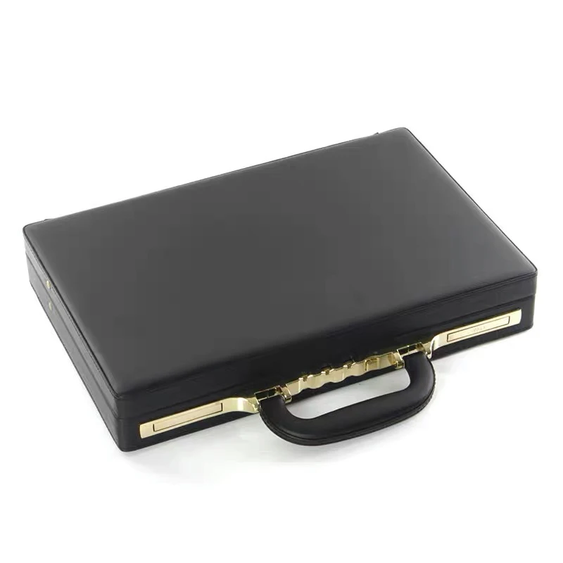 Caixa de bagagem para homens, portátil, vintage, preta, bagagem, luxuosa, caixa de senha, caixa de arquivo, mala de computador