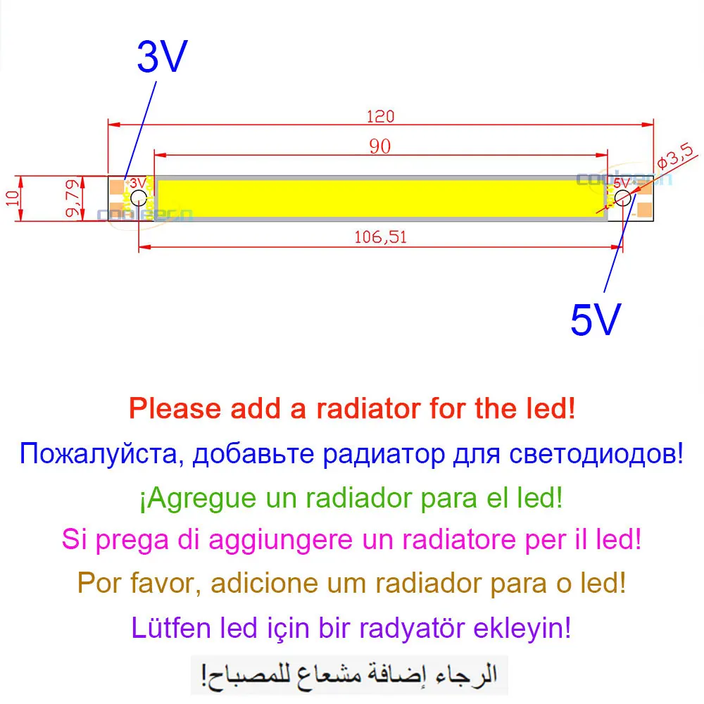 Dropshipping 3V 5V LED Licht Streifen COB Lampe 3,7 V Batterie USB Powered LED Chip Dekor Lichter Signal lampen Rot Blau Grün Weiß