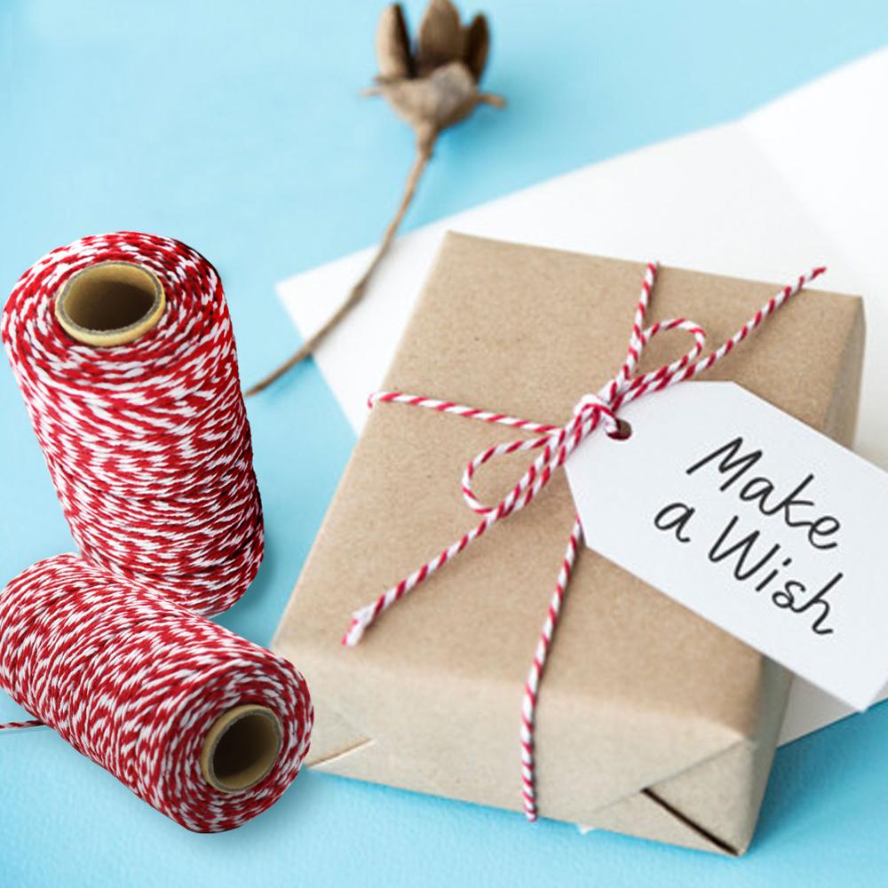 100Meter/Roll Two Colors Cotton Baker Twine Rope Cord Christmas Wedding Decoration Gift Packaging String DIY Gift Crafts Wrap