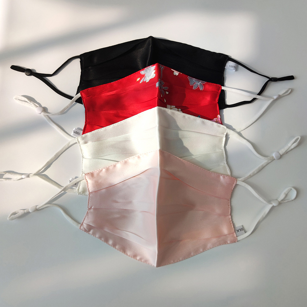 Mascarilla facial de seda de morera 100% pura para hombre y mujer, máscara lavable y reutilizable con elásticos ajustables, 16 Momme