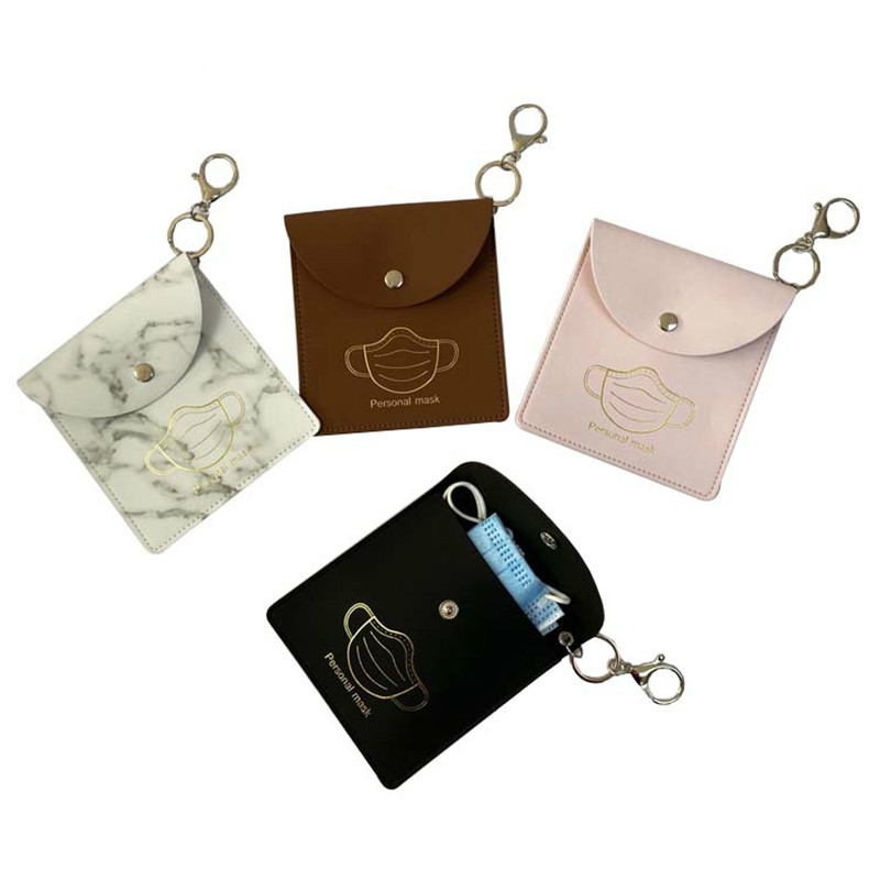 Tas Penyimpan Masker Portabel Kulit PU Klip Masker Anti Debu Wadah Masker Dapat Dipakai Ulang dengan Gantungan Kunci Tempat Masker Wajah Dapat Digunakan Kembali