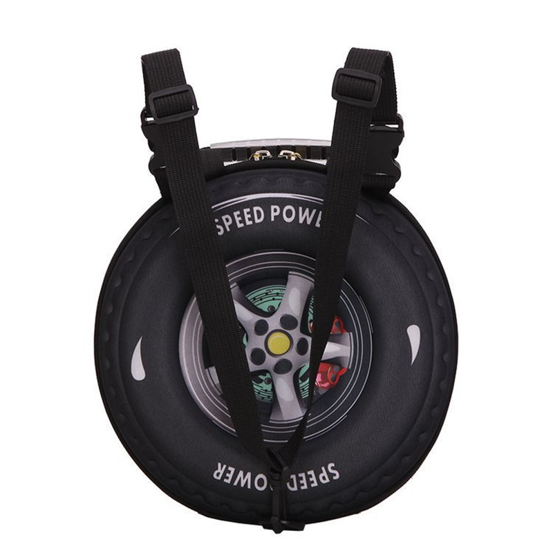 Personality Creative 3D Tire Bag New Children's Cartoon Backpack Cute Wheel Kids Bag Diagonal Package 20161115 24X13X24cm